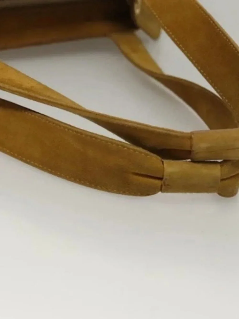 CHANEL Matelasse Hand Bag Suede Yellow CC Auth bs24019